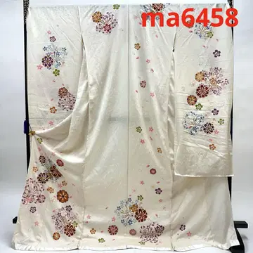 MA6458 후리소데 가에 깃털 순수 실크 미재단 성인식 벚꽃 원단 패턴
