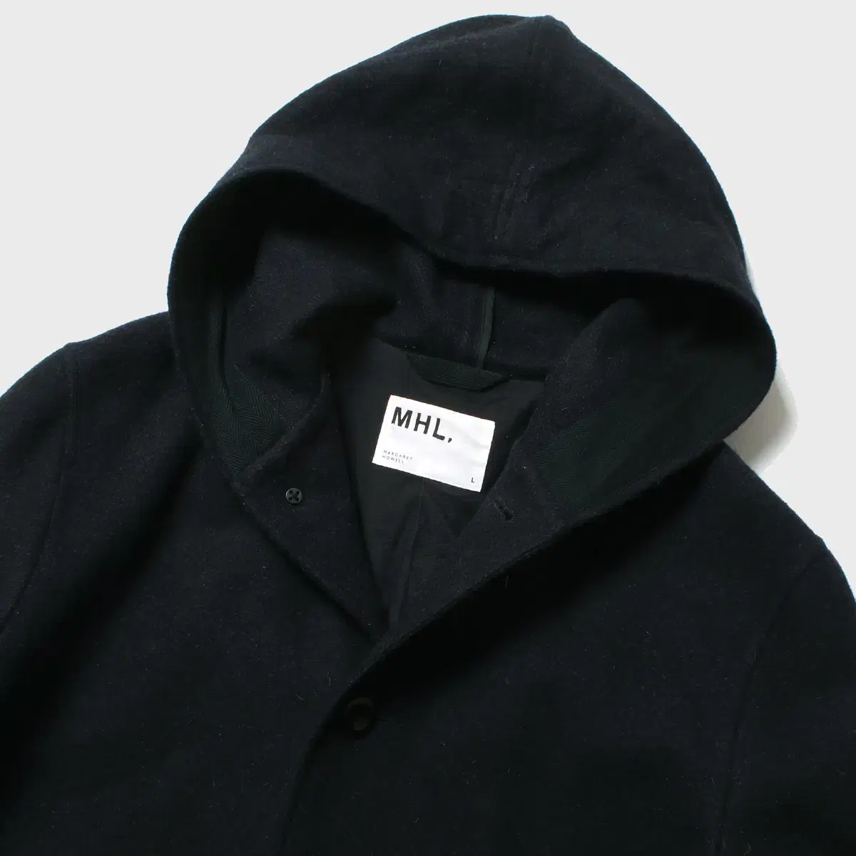 [L] MHL Margaret Howell Wool Hooded Coat