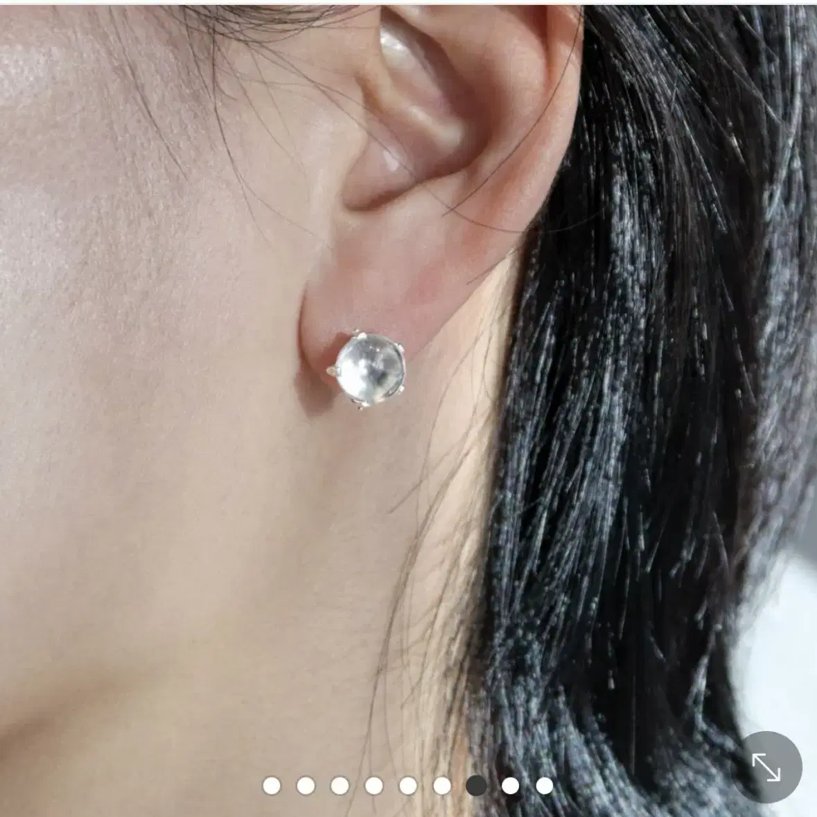 원가 7.8 아운드 백수정 귀걸이 (cactus stone earring