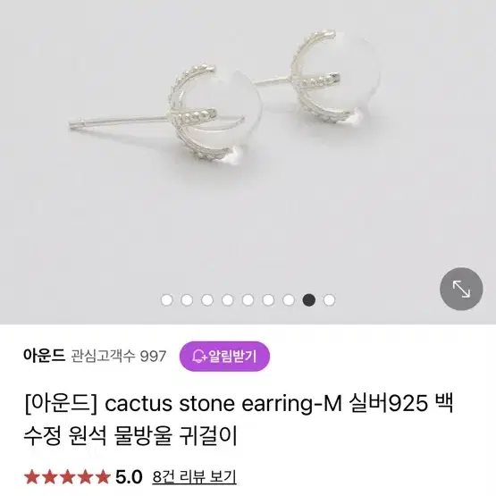 아운드 백수정 귀걸이 (cactus stone earring-M)