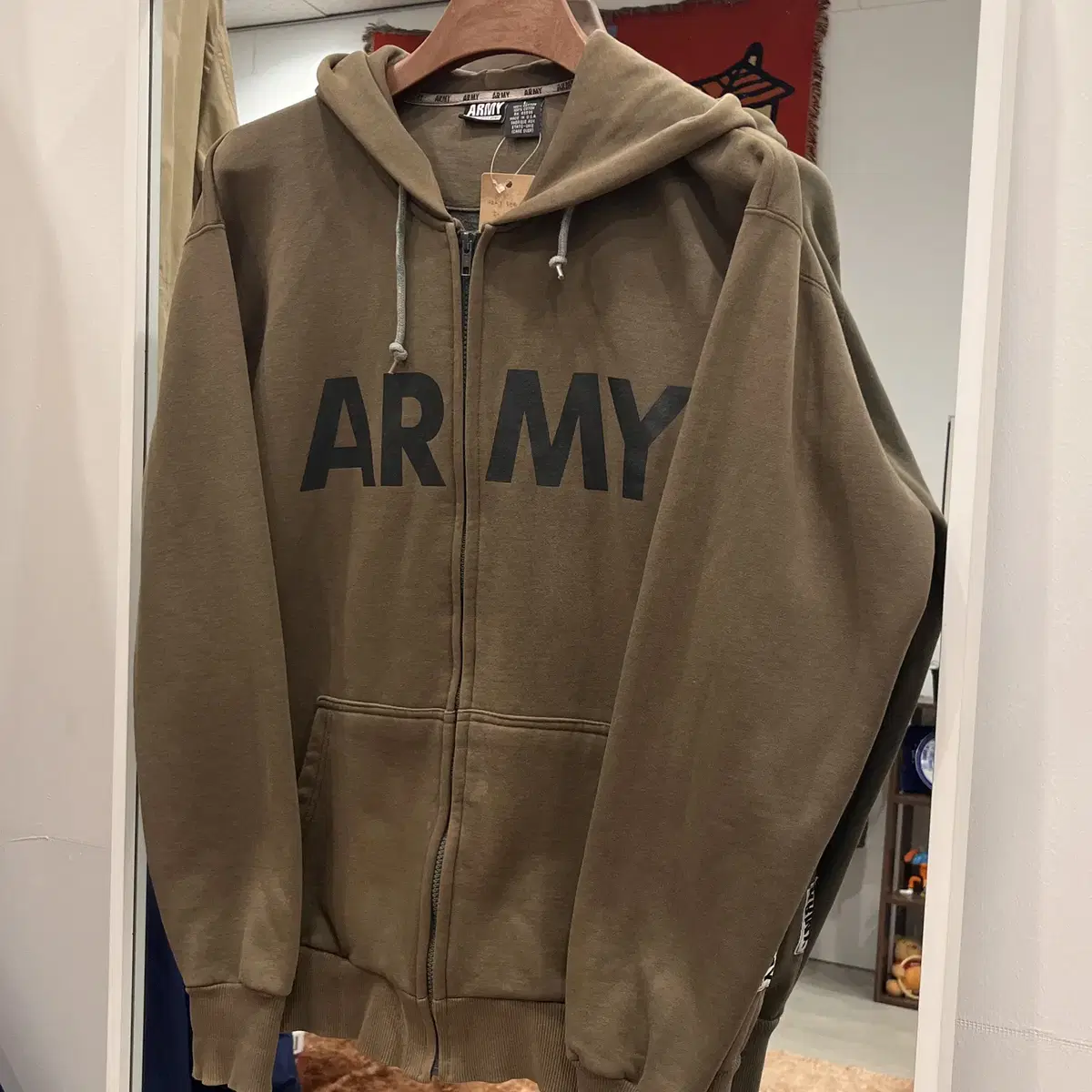 Army 빈티지 프린팅 후드 집업 (made in USA)