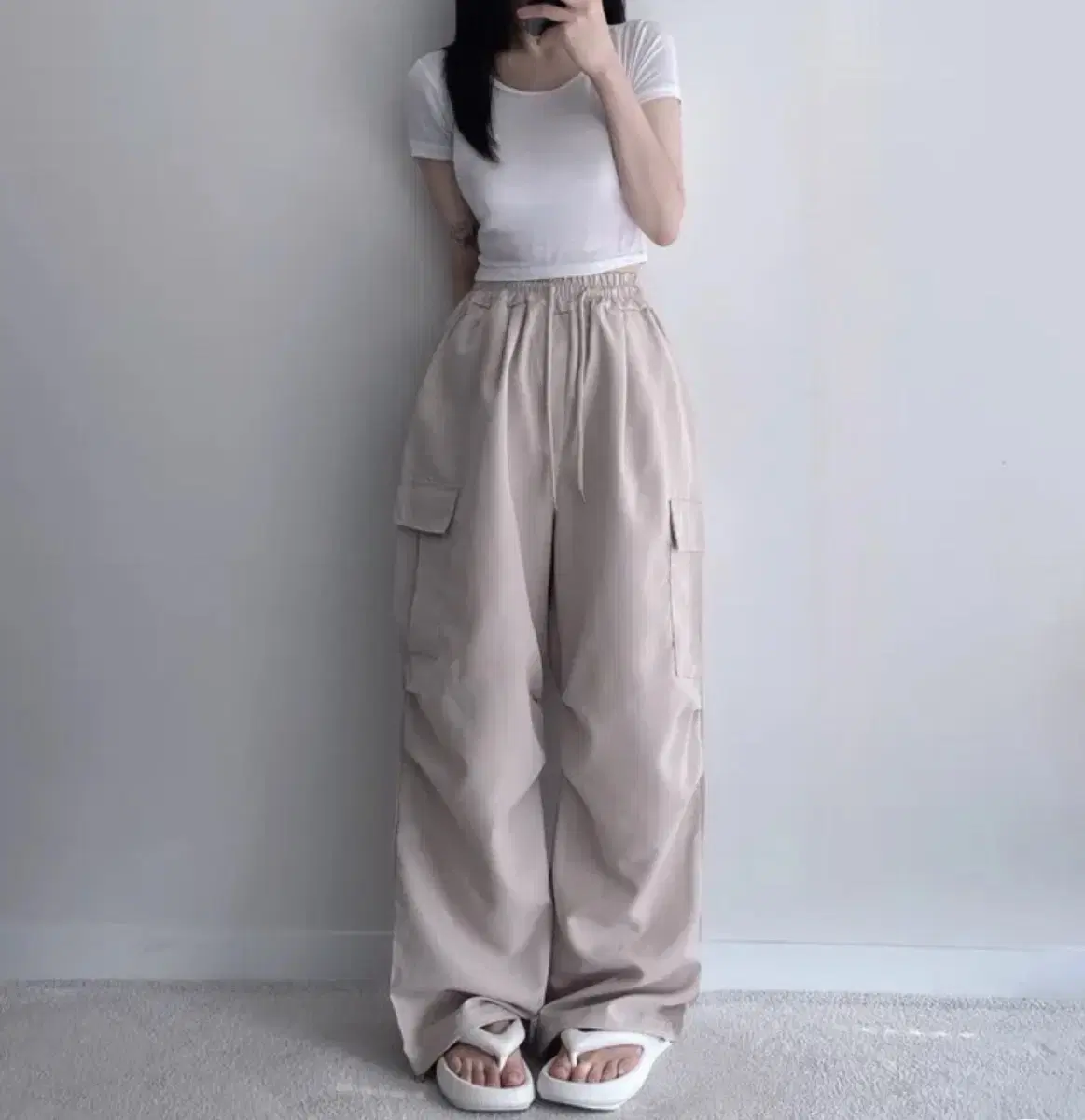 Nylon Two-Way Cargo Wide Pinstripe Pants / Joker Pants / Able Nylon