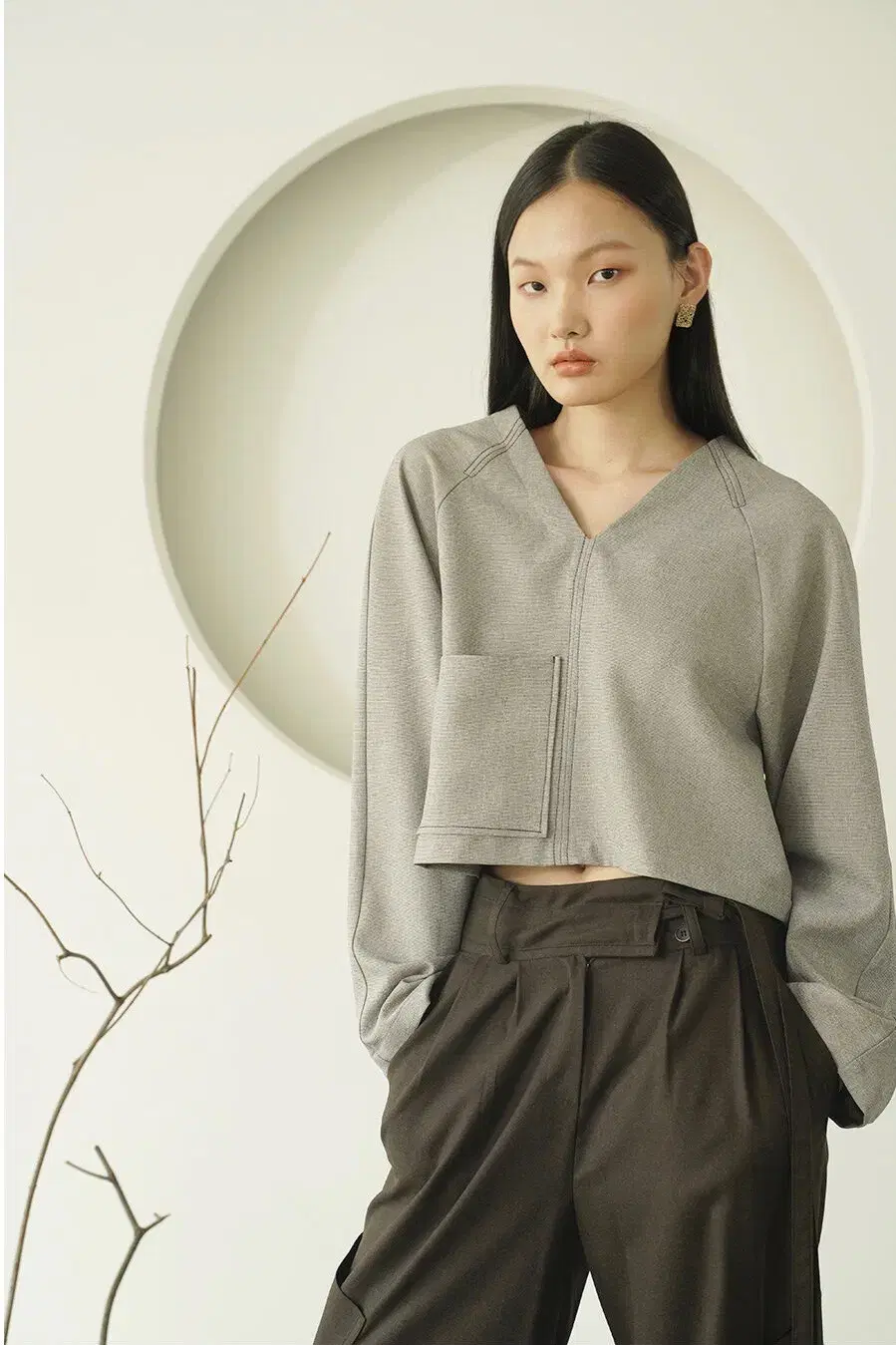 MOS MOR Crop Blouse 크롭블라우스셔츠탑자켓투쓰리웨이동양미복