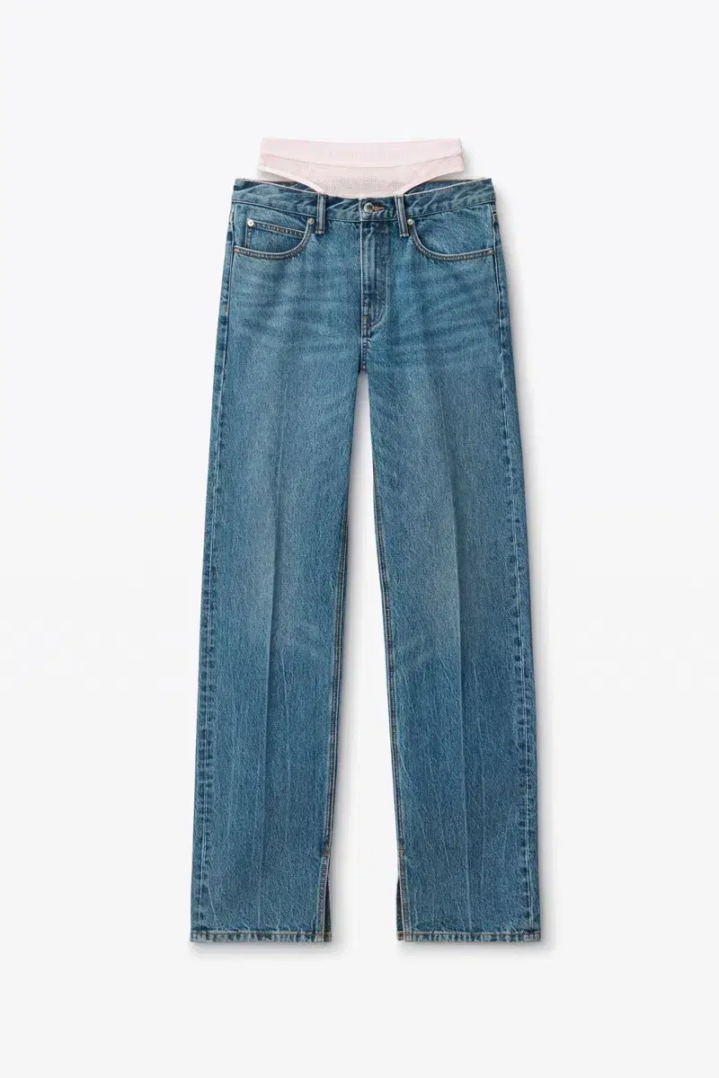 Alexander Wang Cotton Freestyle Straight Leg Slit Hem Jeans