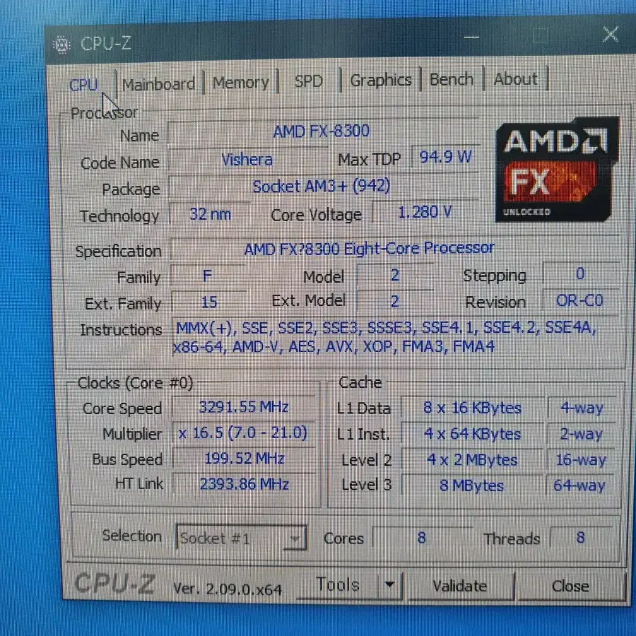 FX8300 CPU + 970M PRO3 메인보드 세트