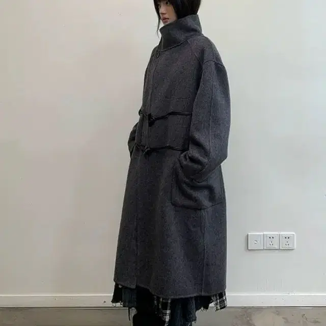 neverseez wool blend duffle coat