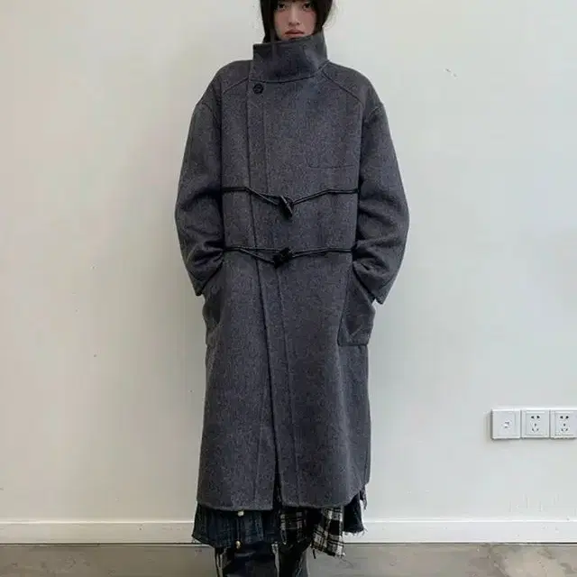 neverseez wool blend duffle coat