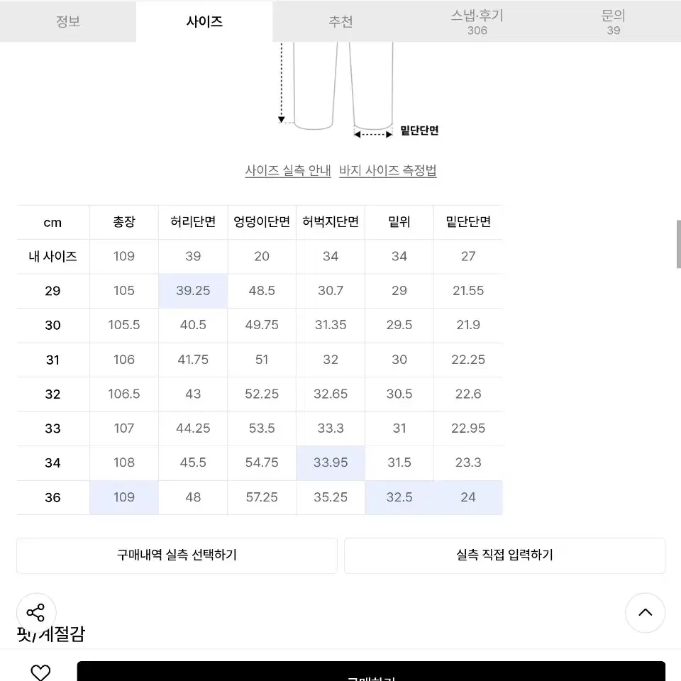 플랙 29사이즈 스트레이트 셀비지 B32 데님 팬츠 로우