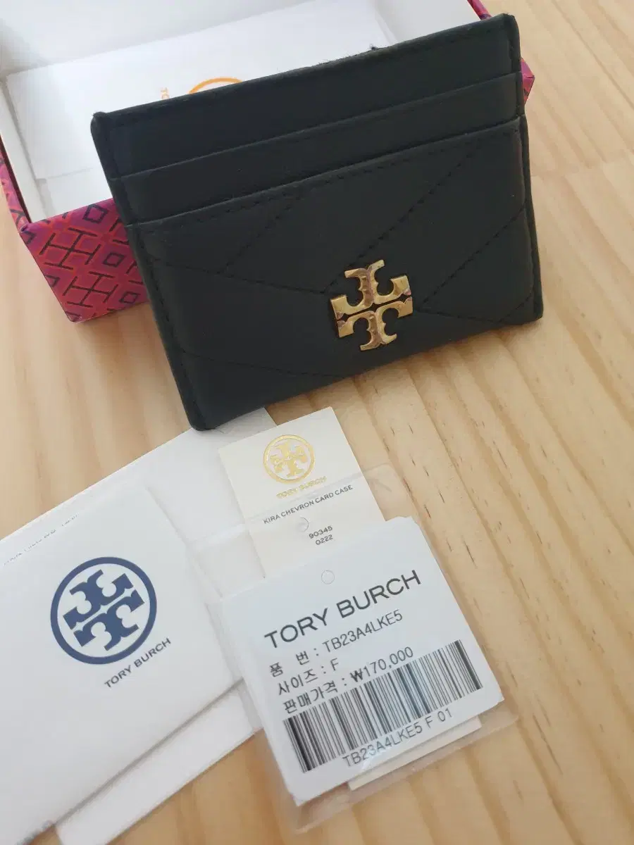 Tory Burch Keumjang Logo Leather Card Wallet (with department store warranty)