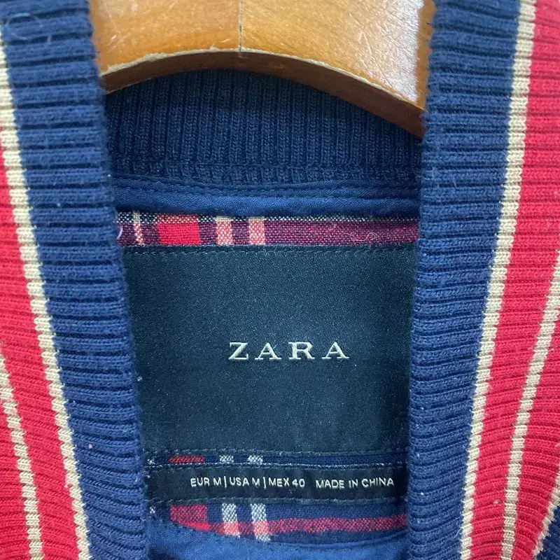 자라 ZARA 타탄체크 블루종 봄버 자켓 100 S04881