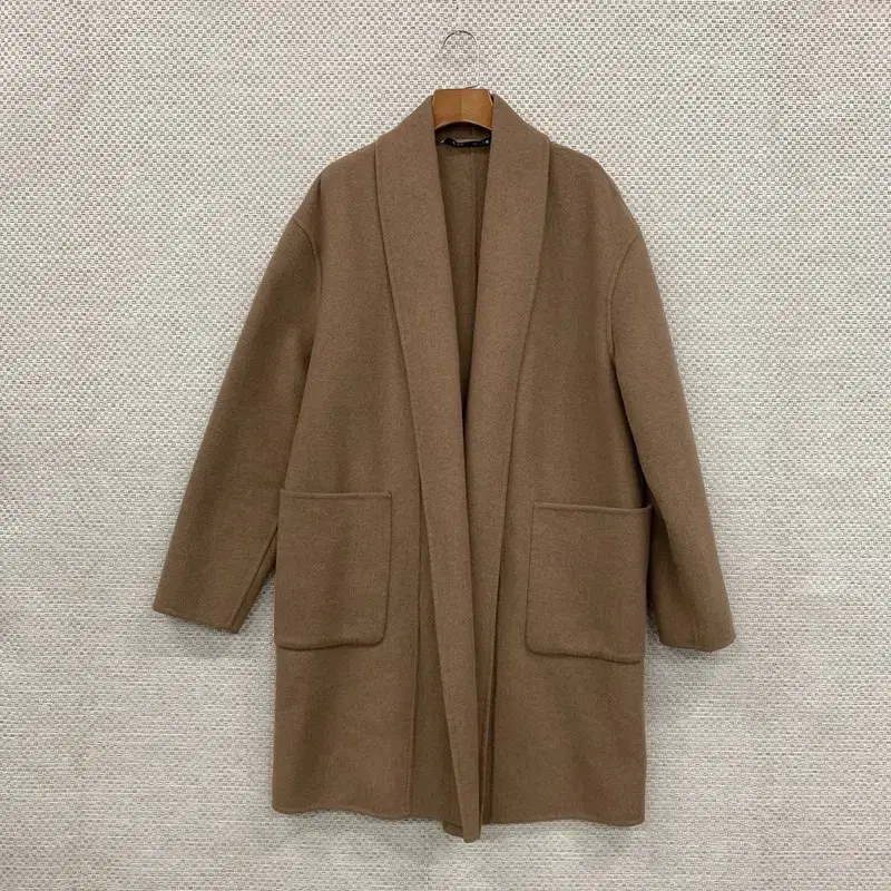 자라 ZARA 울 모직 오픈 롱코트 95 S04858