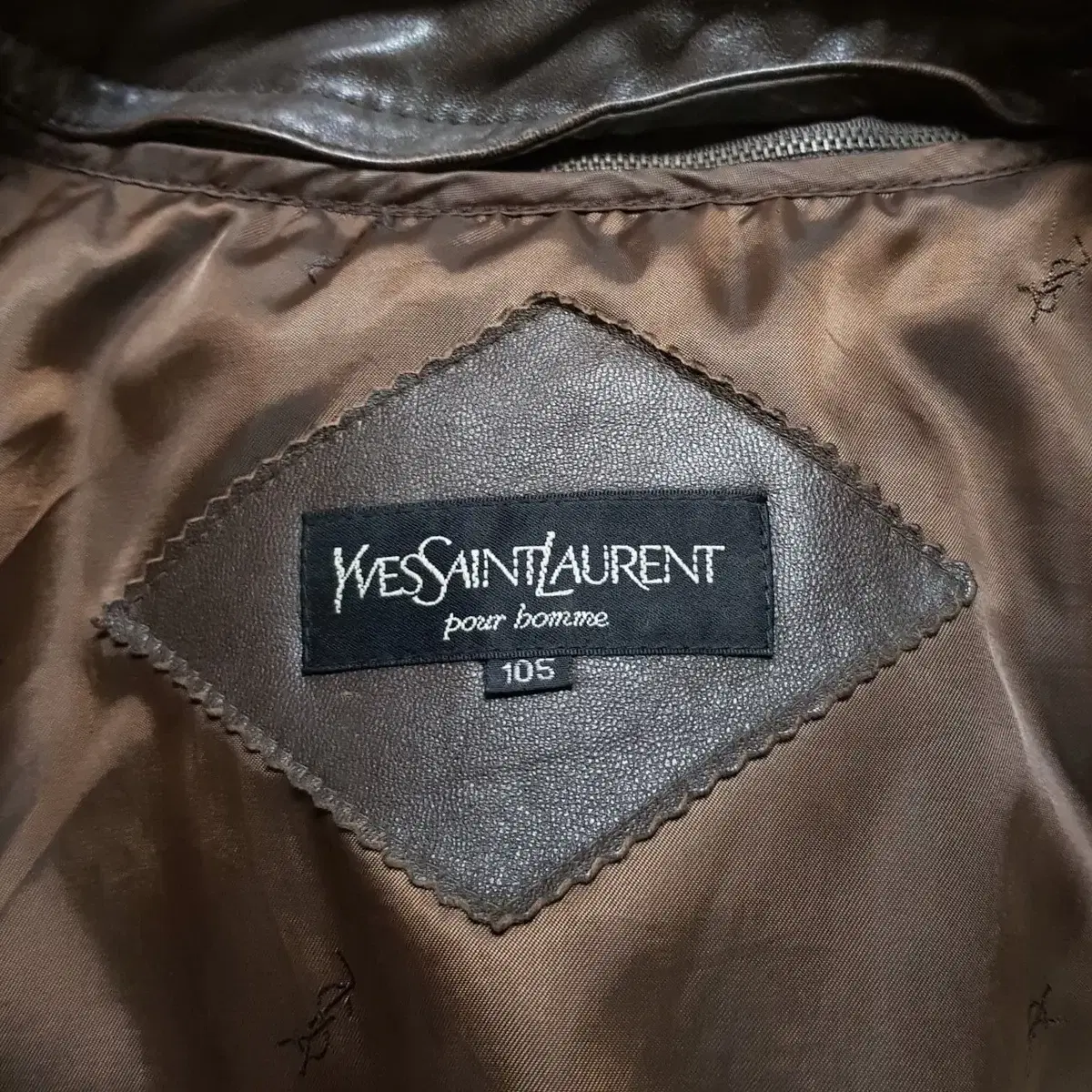 (택포) 입생로랑 90's YSL 로고 지퍼 양가죽 점퍼 105