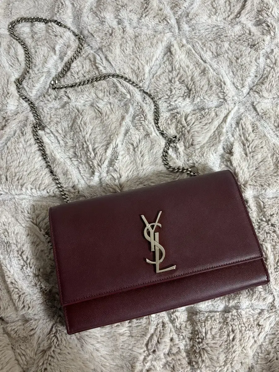 Genuine) Saint Laurent Kate Bag Medium Burgundy