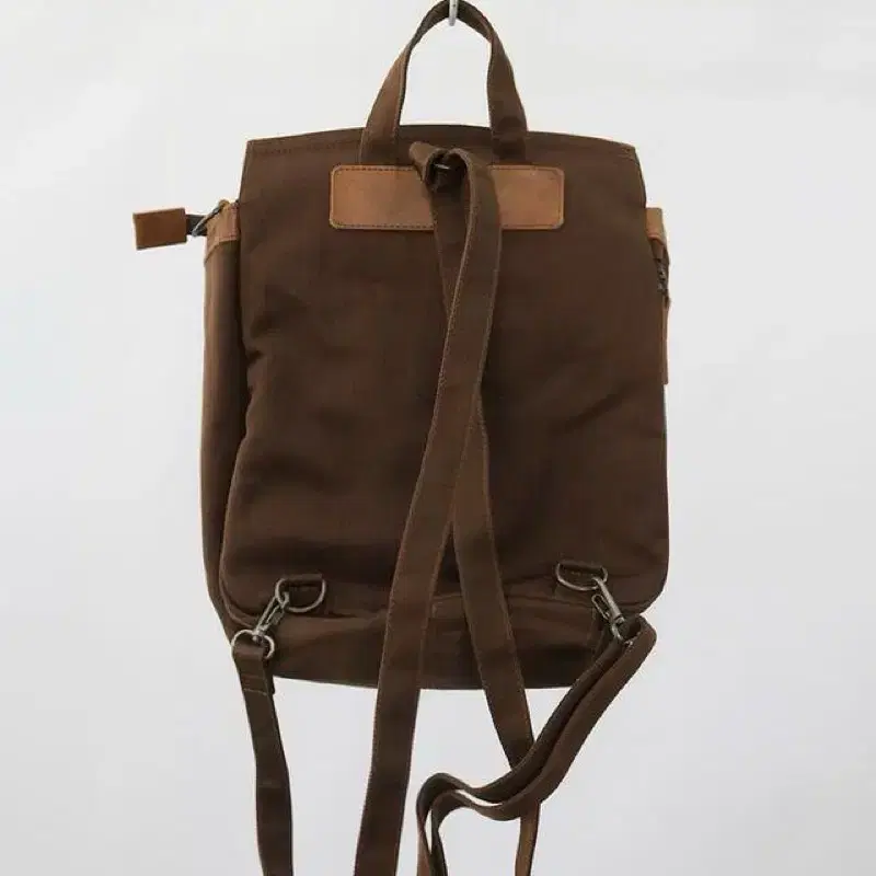 cow leather & twill backpack