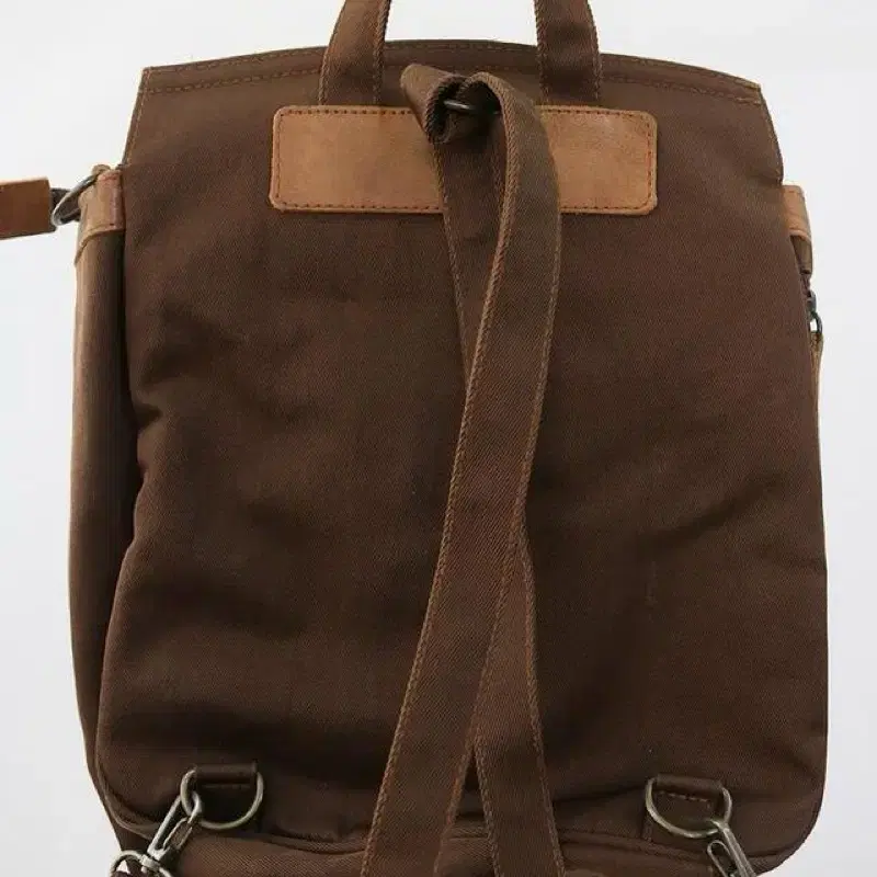 cow leather & twill backpack