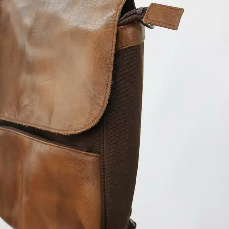 cow leather & twill backpack