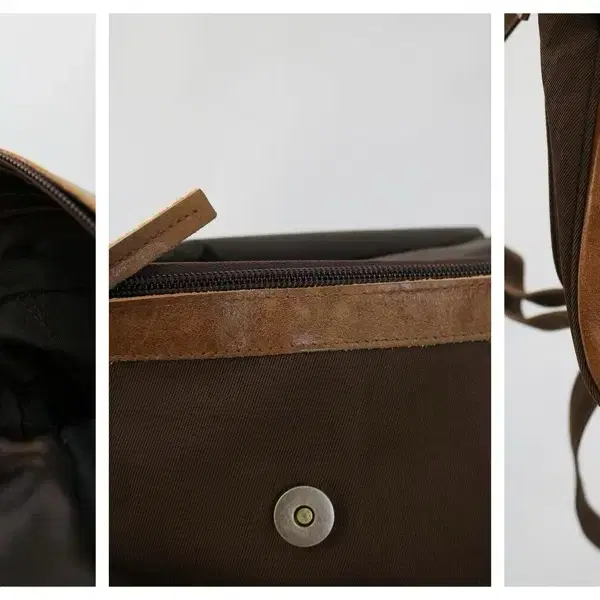 cow leather & twill backpack