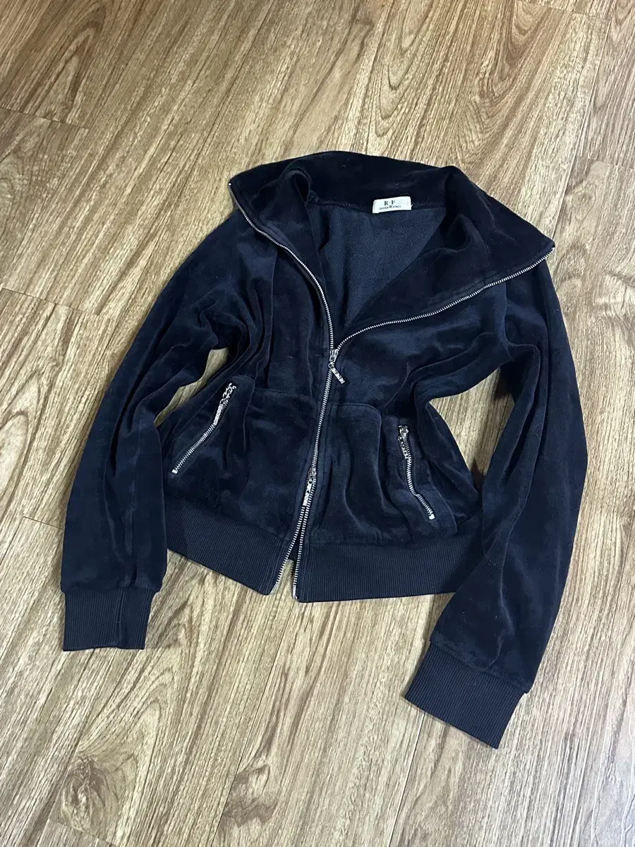 Vintage velvet gal hooded zip-up two-way baby metal club style