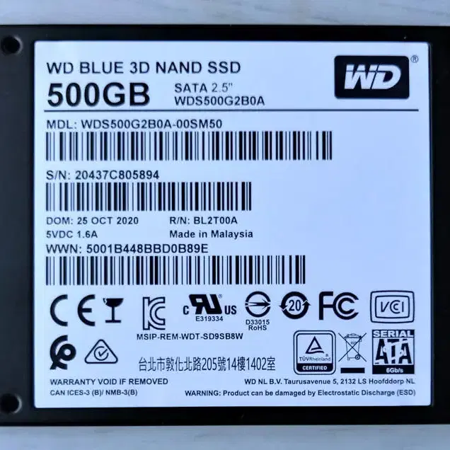 500GB WD BLUE SATA SSD(3D NAND)(택포)