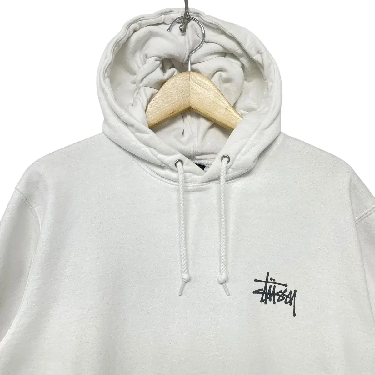 스투시 Stussy 베이직 로고 후드티 화이트