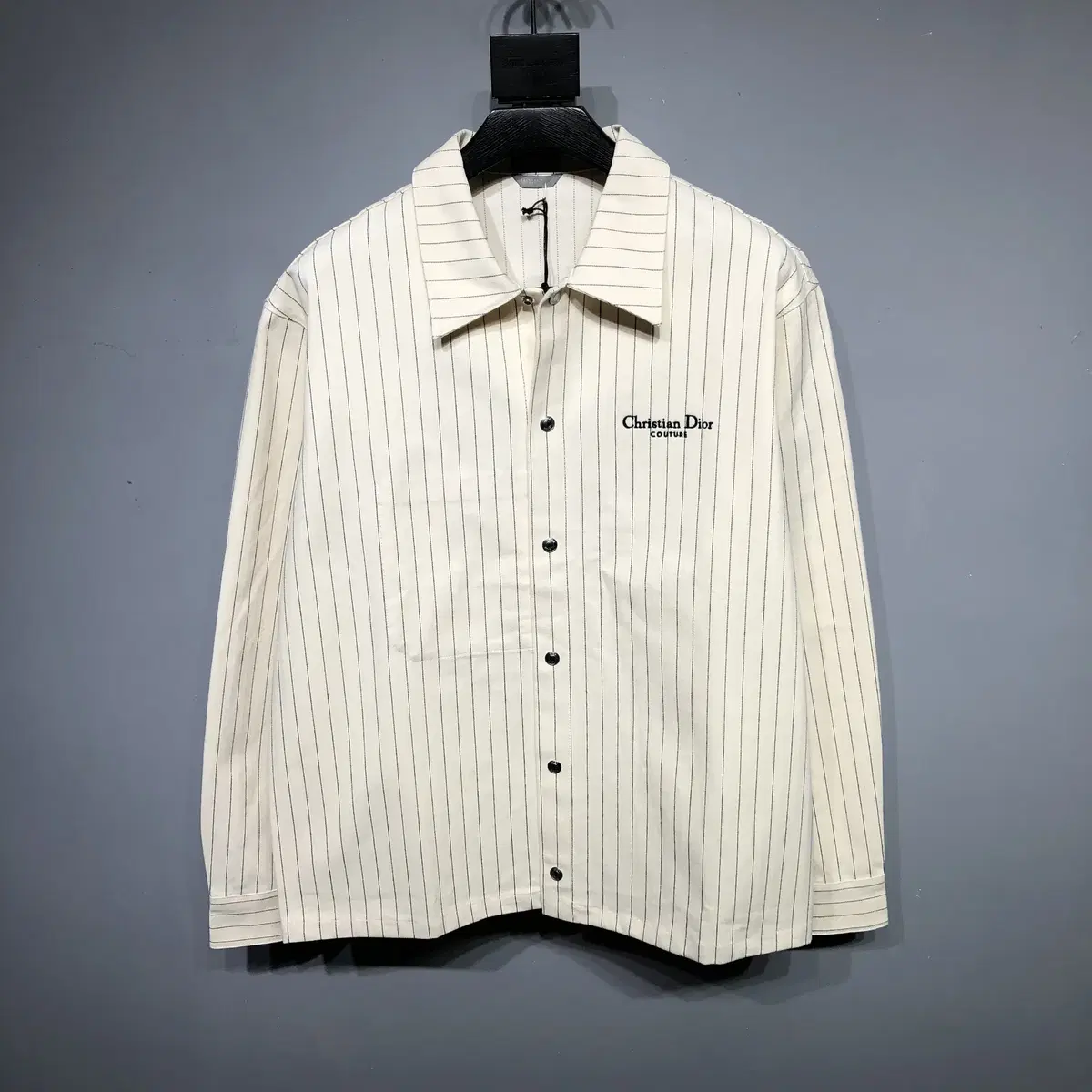 Dior Beige English logo striped shirt coat