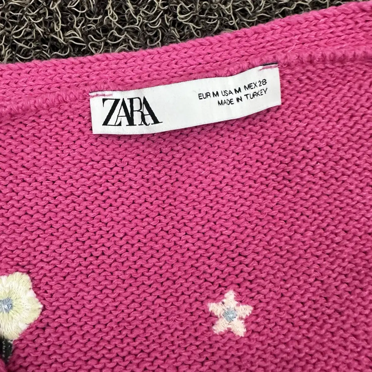 ZARA 자라 케이블 니트 꽈배기 가디건 핑크 M