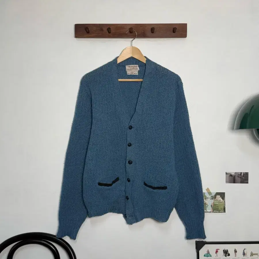 L/ Shetland Wool Blue Cardigan/N53