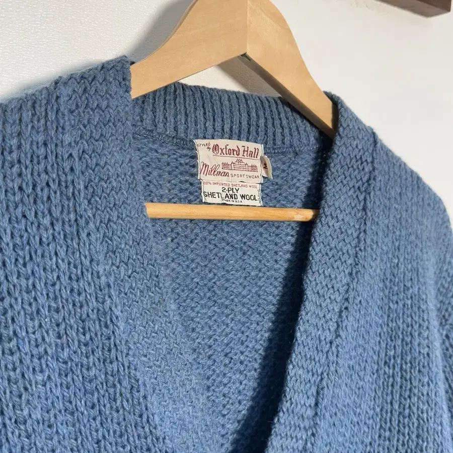 L/ Shetland Wool Blue Cardigan/N53