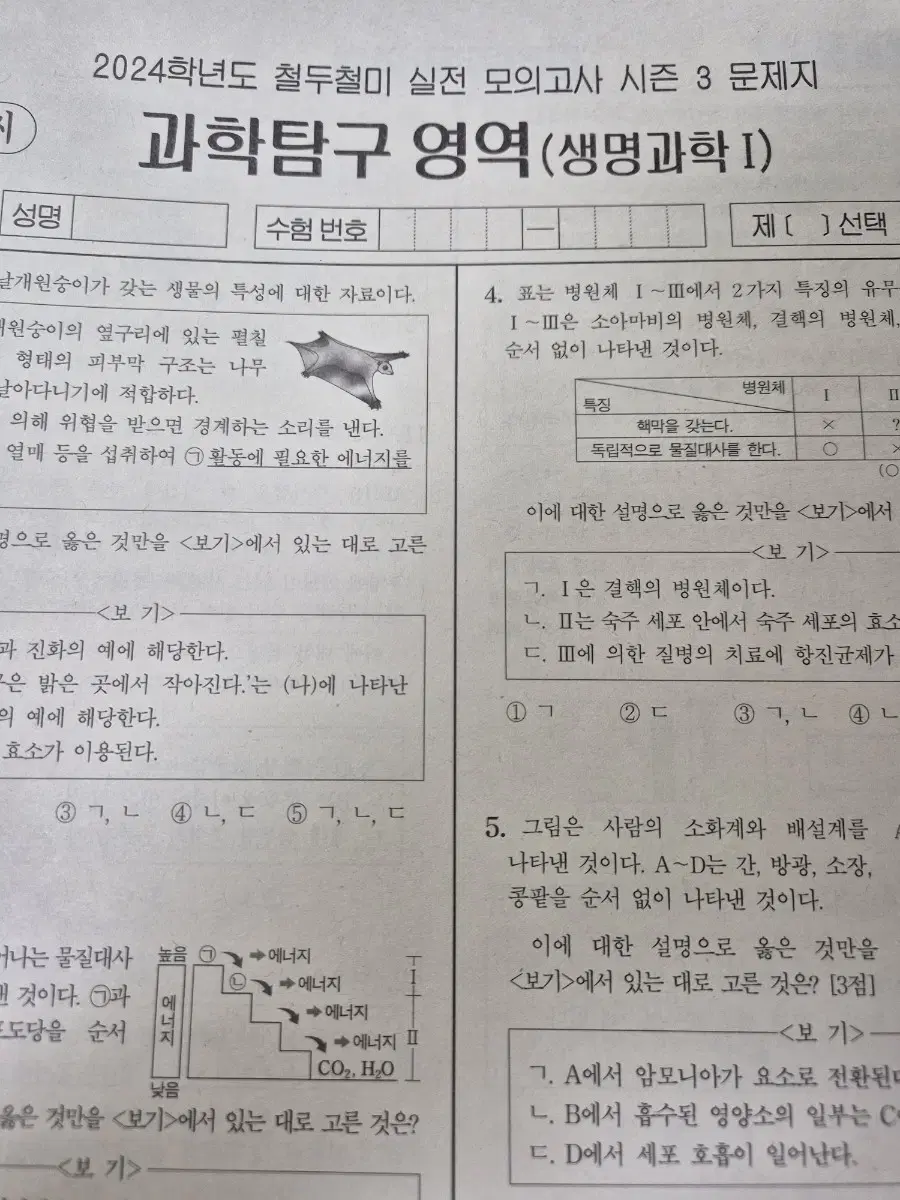 한종철 생명과학1 철두철미 모의고사