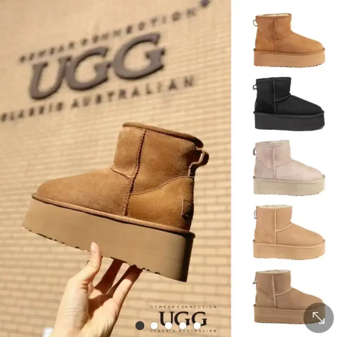 UGG 어그발목 오즈웨어 클랙시 미니 하이 털부츠 브론즈 240-245