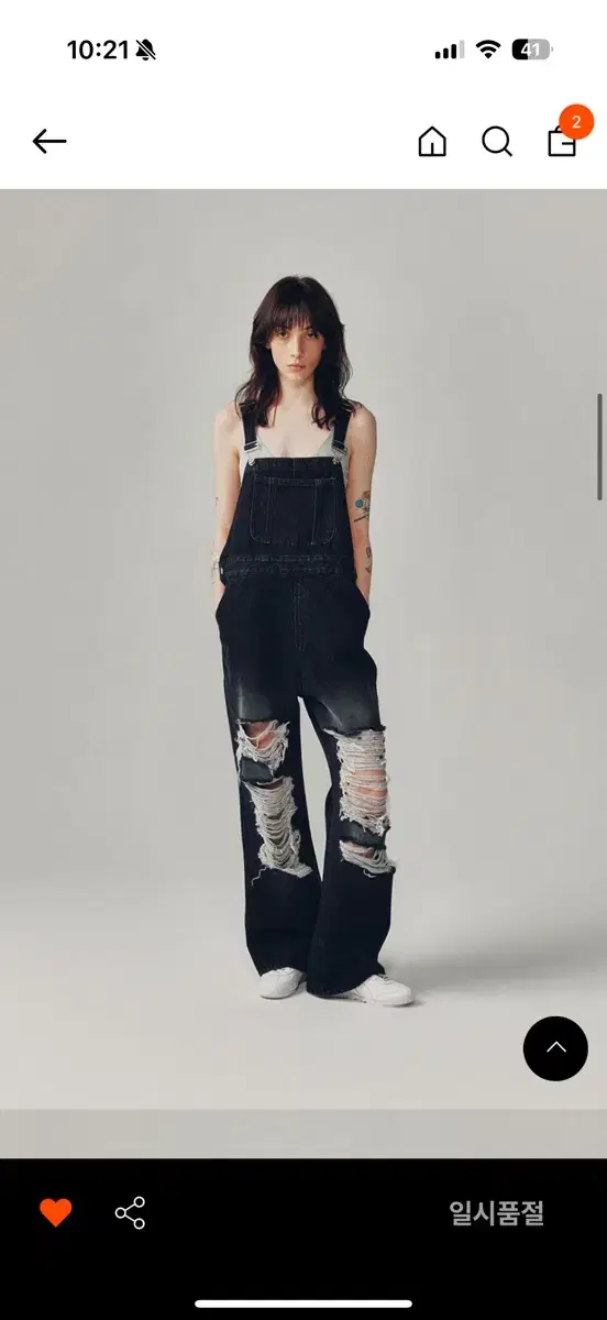 커렌트 VINTAGE DISTRESSED DENIM OVERALL