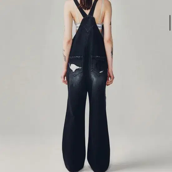 커렌트 VINTAGE DISTRESSED DENIM OVERALL