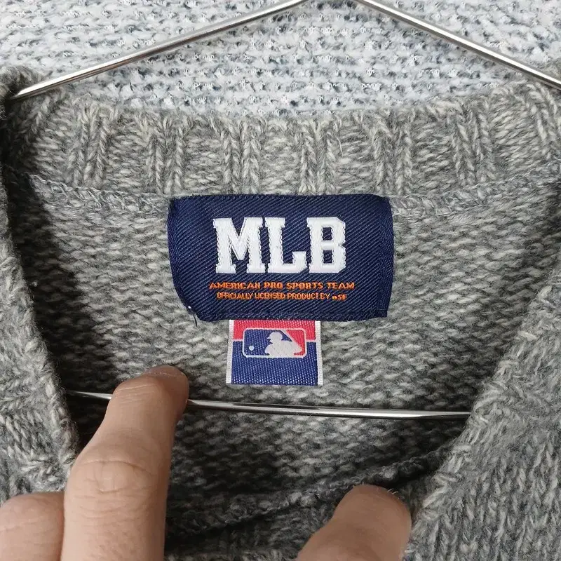 MLB 빈티지 페어아일 패턴 그레이 울 니트 100