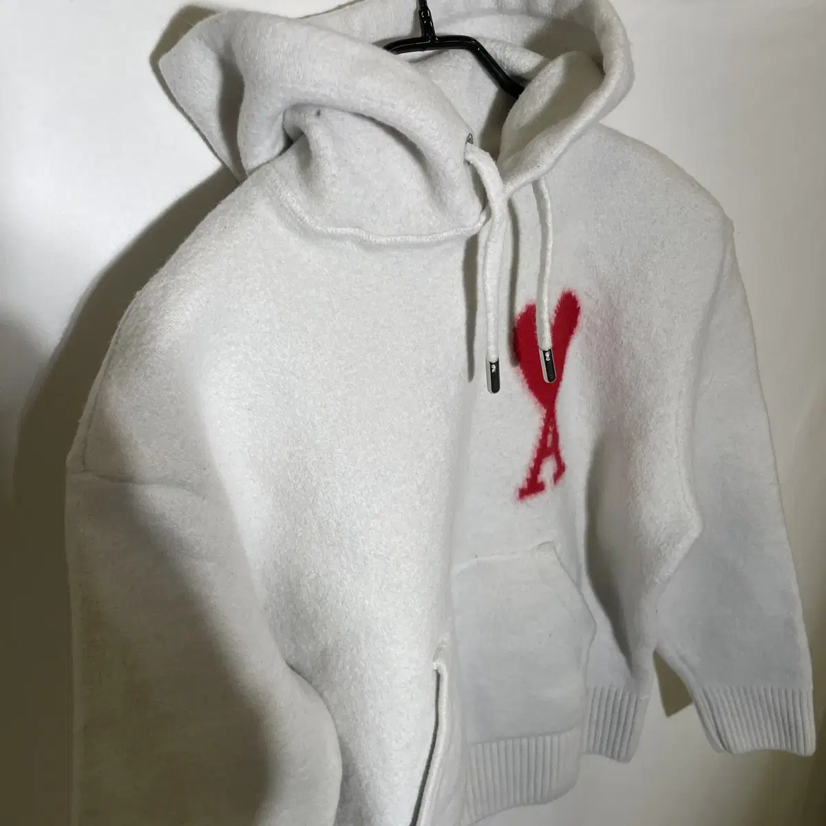 AMI BIG HEART Logo Wool Hoodie M (Actual size XS - S)