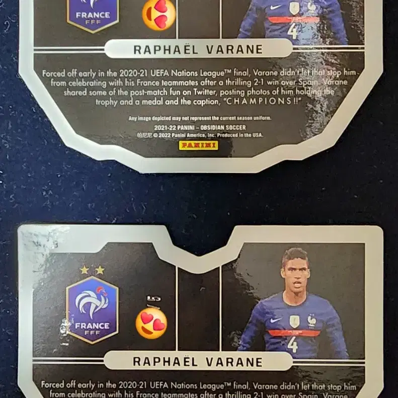 panini obsidian RAPHAEL VARANE 한정카드 2장