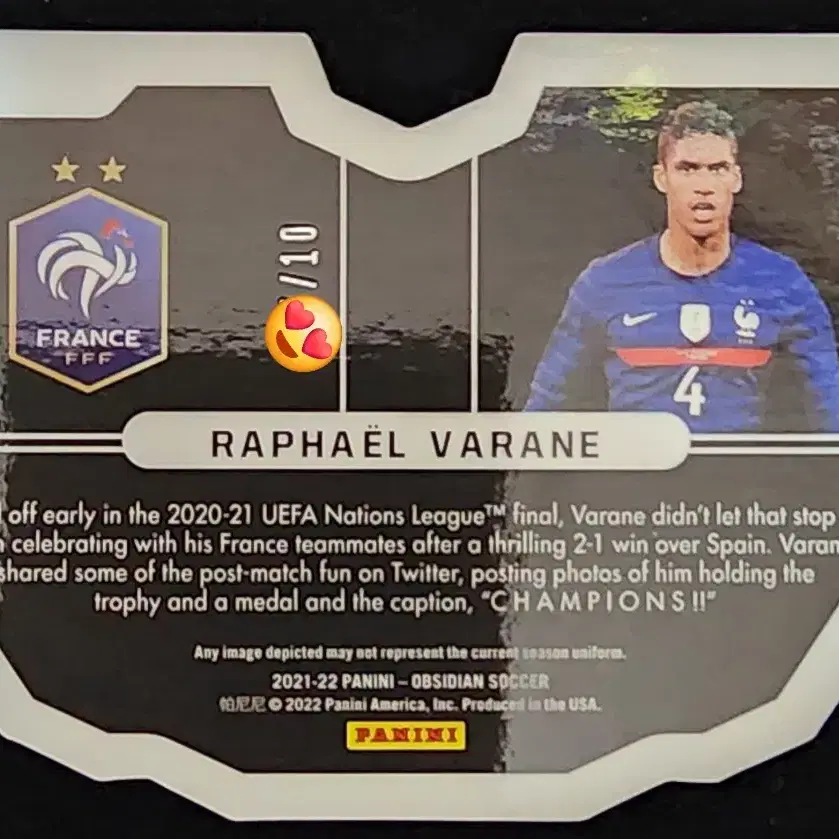 panini obsidian RAPHAEL VARANE 한정카드 2장