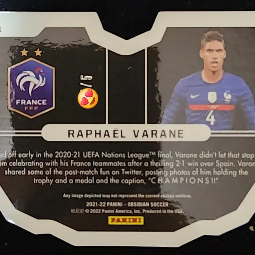 panini obsidian RAPHAEL VARANE 한정카드 2장