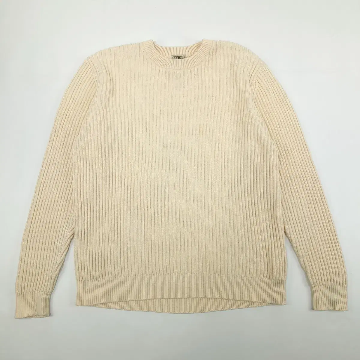 (CS766)XL 엘엘빈 아이보리 리브드 라운드 니트 스웨터knit