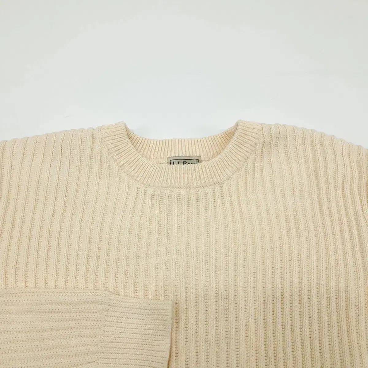 (CS766)XL 엘엘빈 아이보리 리브드 라운드 니트 스웨터knit