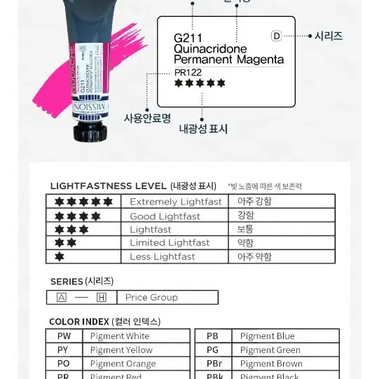 미젤로 미션 티타늄클래스 과슈 수채화물감 15ml 34색 세트 MWG-1