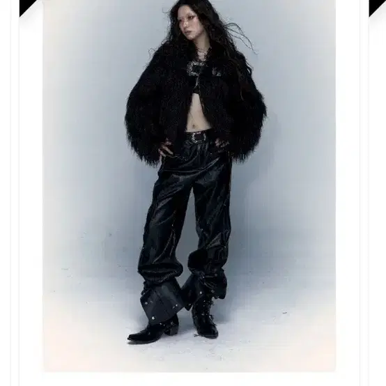 NOROMANCE Light Rock Black fur coat