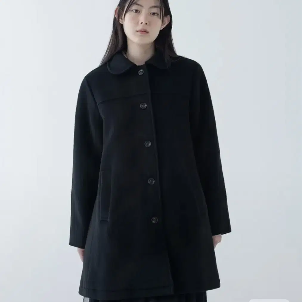 오헤시오 HALF RAGLAN WOOL COAT, BLACK