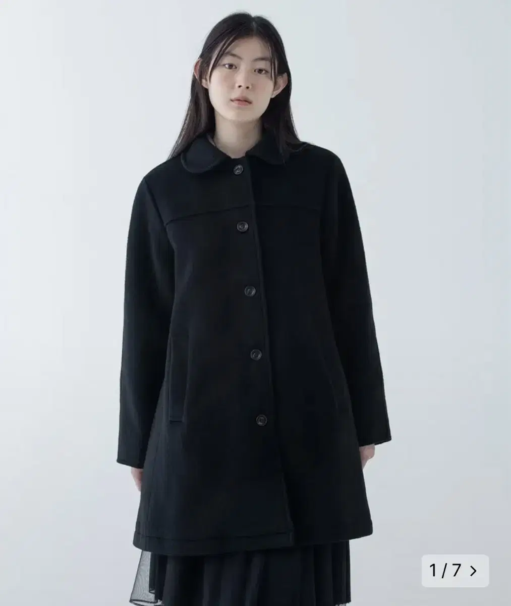 오헤시오 HALF RAGLAN WOOL COAT, BLACK