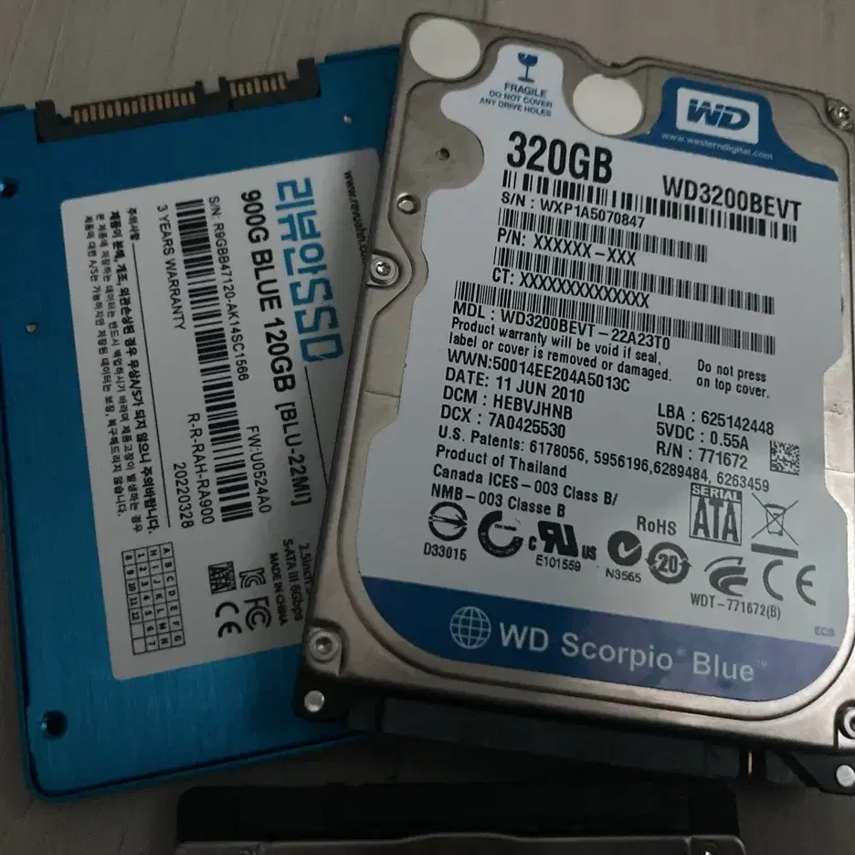 SSD 2.5" 128, 256GB+HDD 하나 더(노트북, 데스크탑)