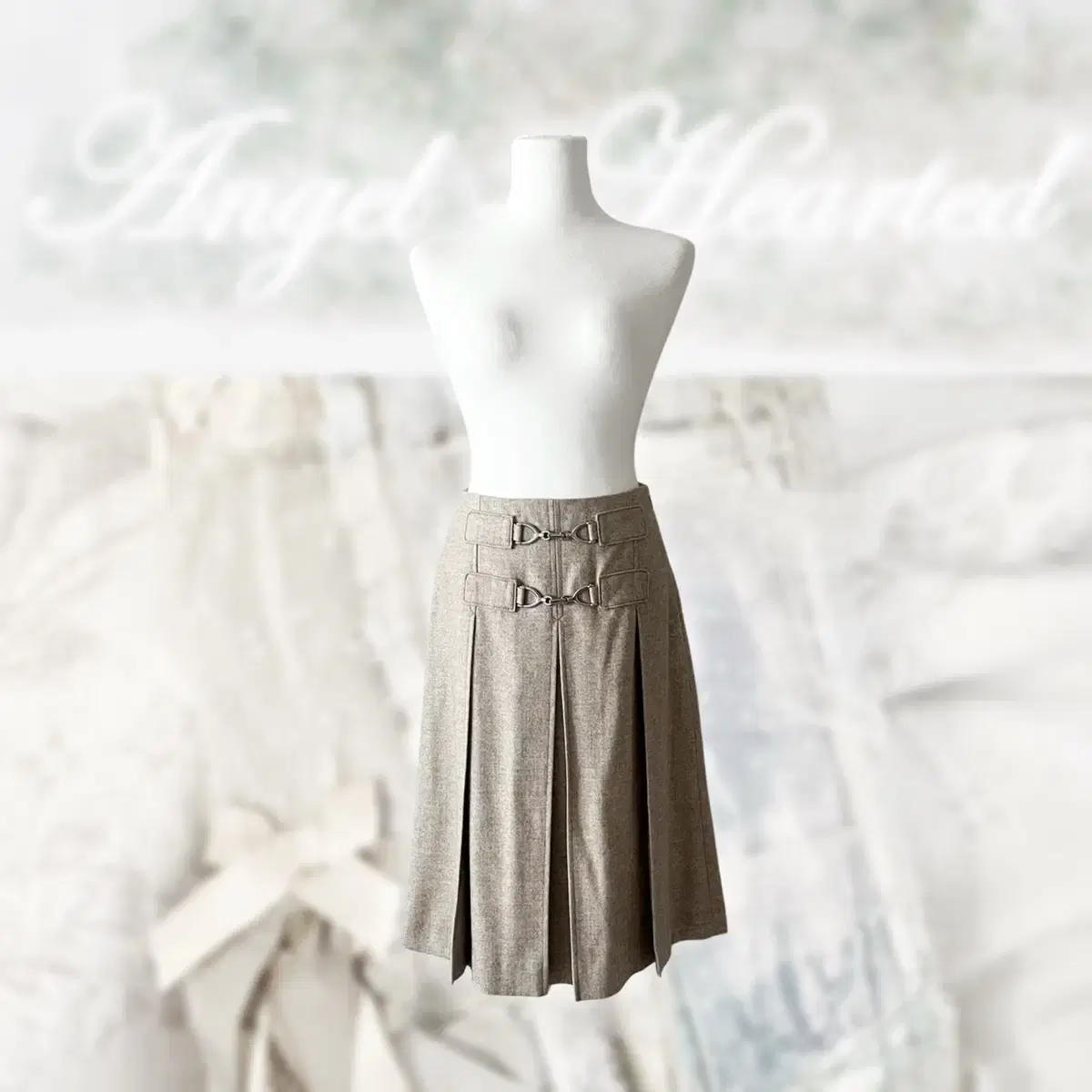 pale warm-gray wool mix skirt