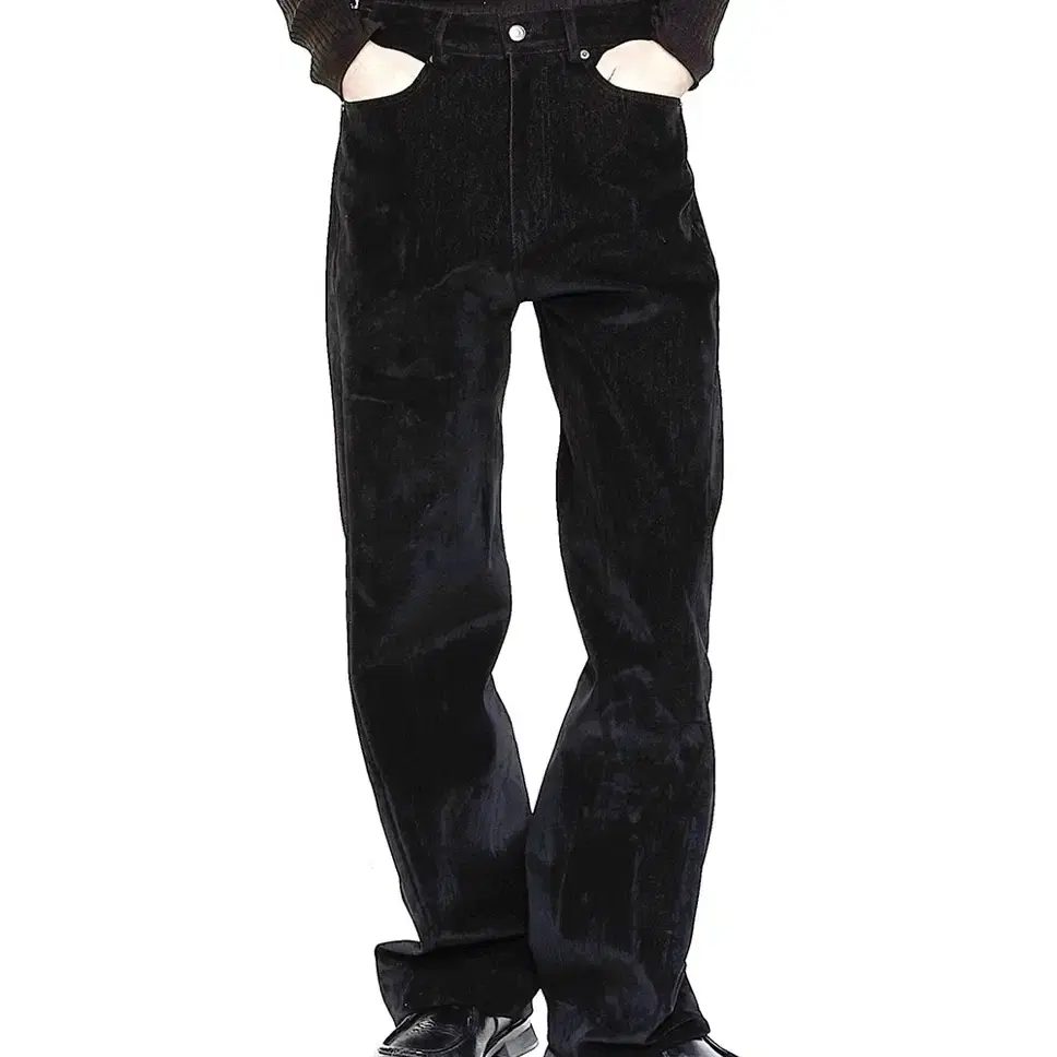 알렌느 TWISTED VELVET DENIM PANTS BLACK(VB4