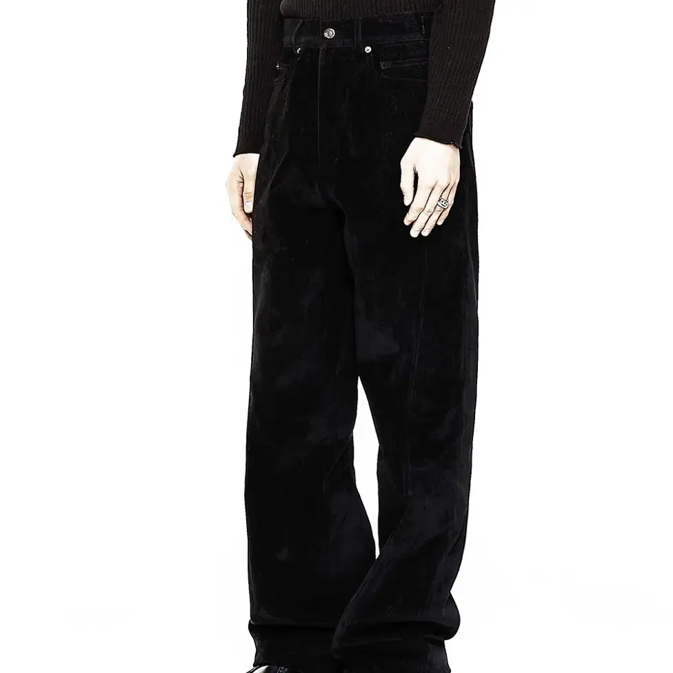 알렌느 TWISTED VELVET DENIM PANTS BLACK(VB4