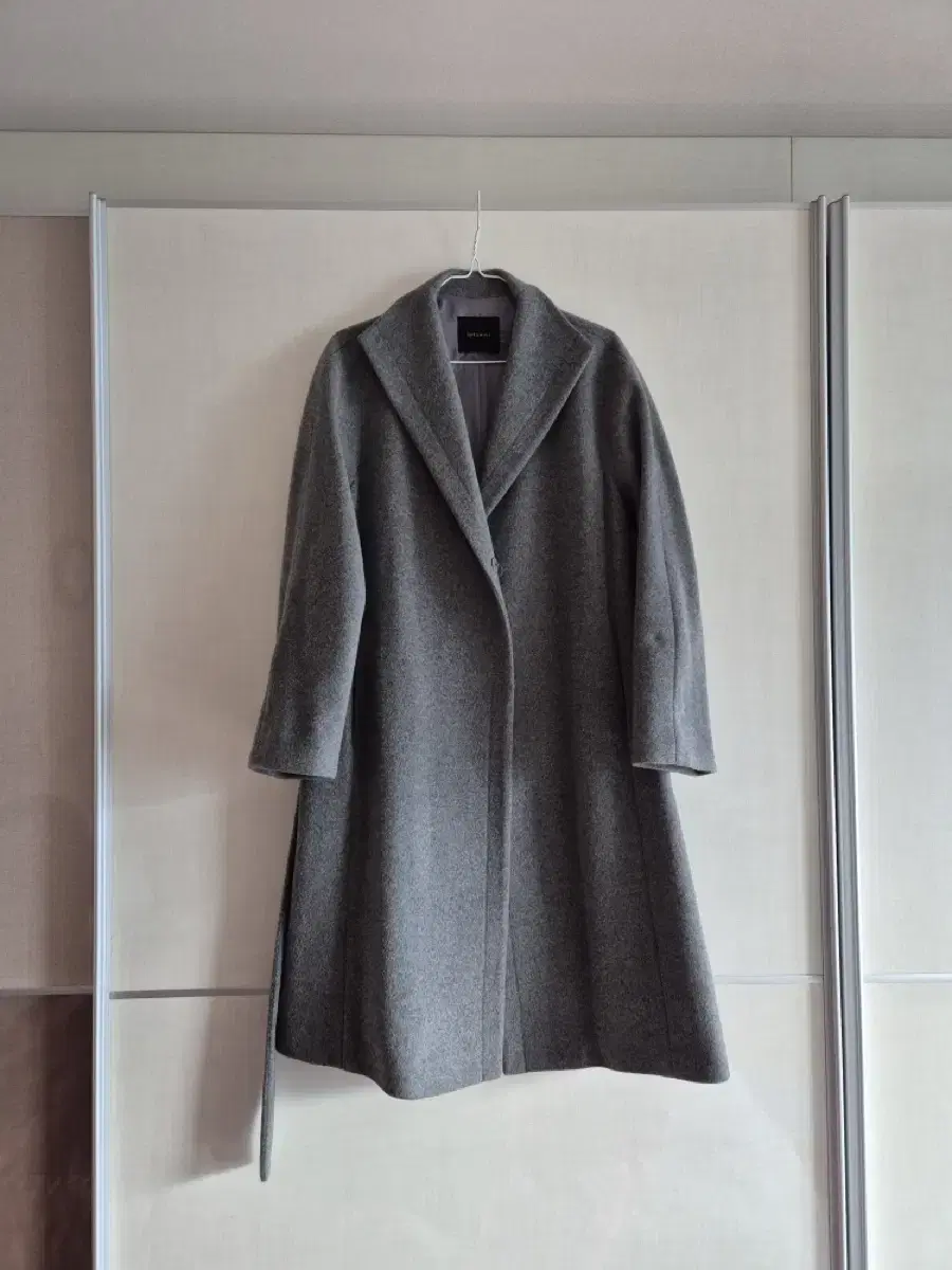 She's Miss Coat Belt Long Coat Gray Gray Coat Cashmere Cashmere Wool Coat