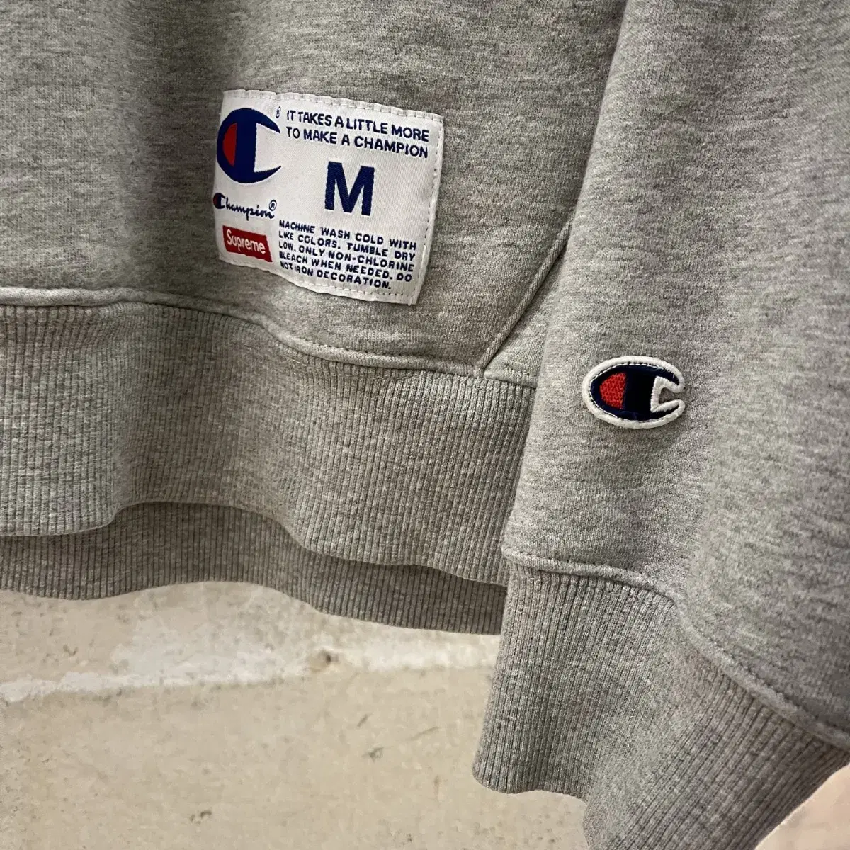 FW15 슈프림 x 챔피온 후드티