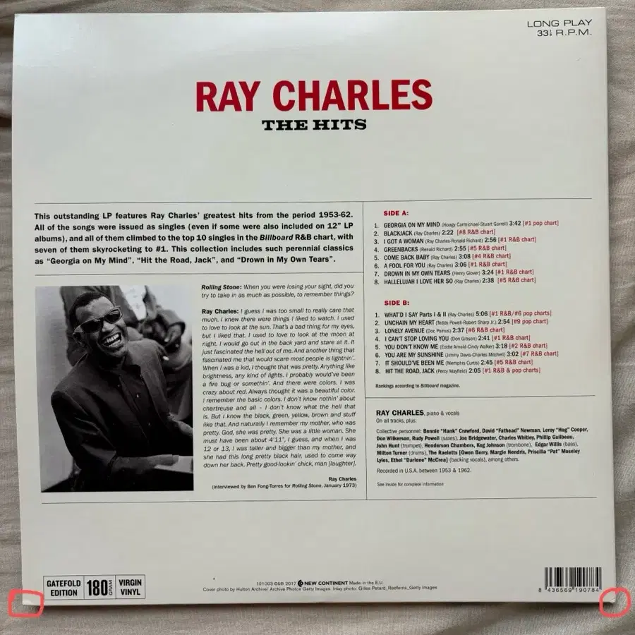 레이 찰스 더 힛츠 Ray Charles The Hits LP